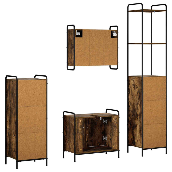 Set dulap baie 4 buc. Stejar fumuriu 40 x 36 x 200,5 cm WALTI