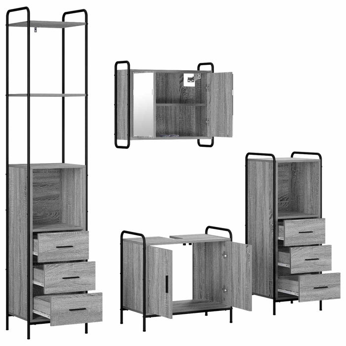 Set dulap baie 4 buc. Sonoma gri 40 x 36 x 200,5 cm WALTI