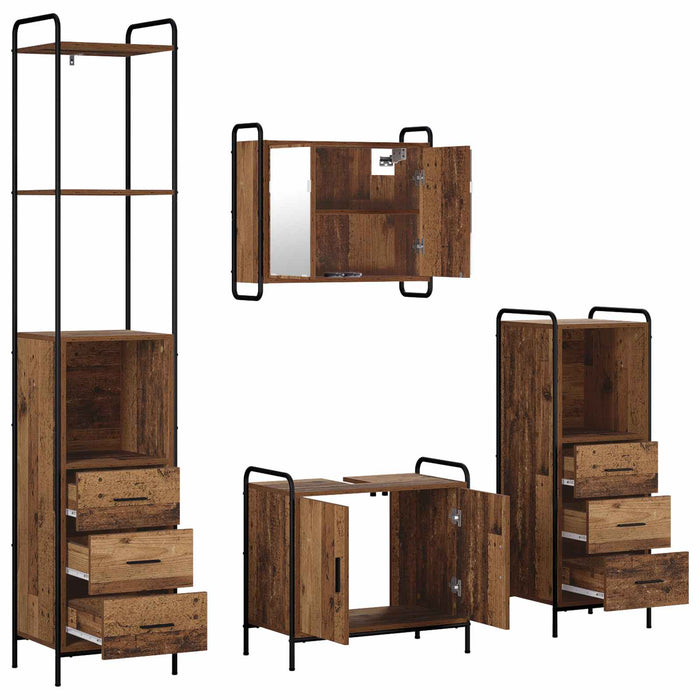 Set dulap baie 4 buc. Lemn vechi 40 x 36 x 200,5 cm WALTI