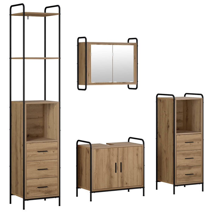 Set dulap baie 4 buc. Stejar Artizanal 40 x 36 x 200,5 cm WALTI