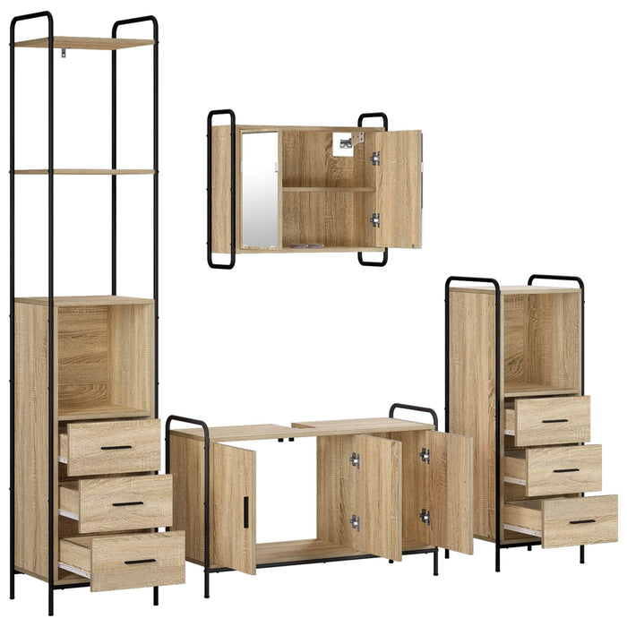 Set dulap baie 4 buc. Stejar Sonoma 40 x 36 x 200,5 cm WALTI