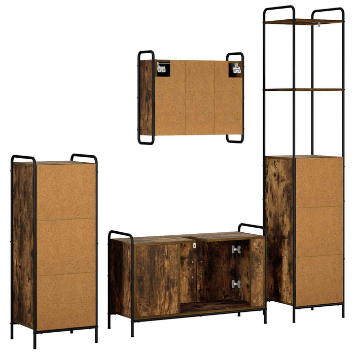 Set dulap baie 4 buc. Stejar fumuriu 40 x 36 x 200,5 cm WALTI