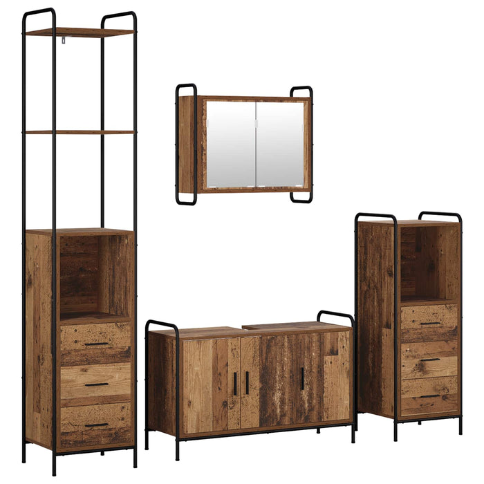 Set dulap baie 4 buc. Lemn vechi 40 x 36 x 200,5 cm WALTI