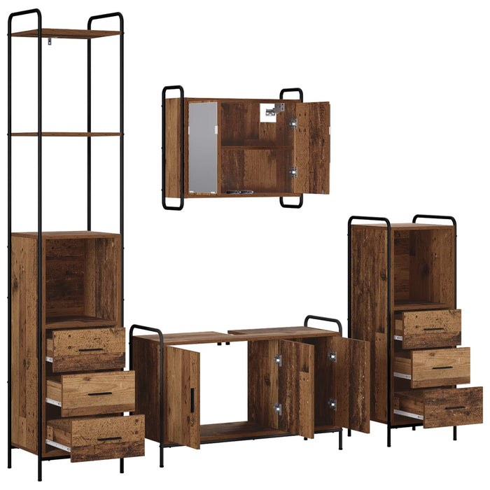 Set dulap baie 4 buc. Lemn vechi 40 x 36 x 200,5 cm WALTI