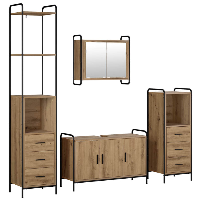 Set dulap baie 4 buc. Stejar Artizanal 40 x 36 x 200,5 cm WALTI