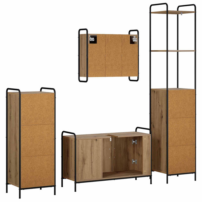 Set dulap baie 4 buc. Stejar Artizanal 40 x 36 x 200,5 cm WALTI