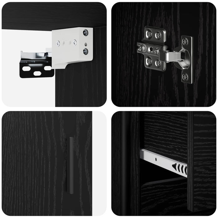 Set dulap baie 4 buc. Stejar Negru 40 x 36 x 200,5 cm WALTI