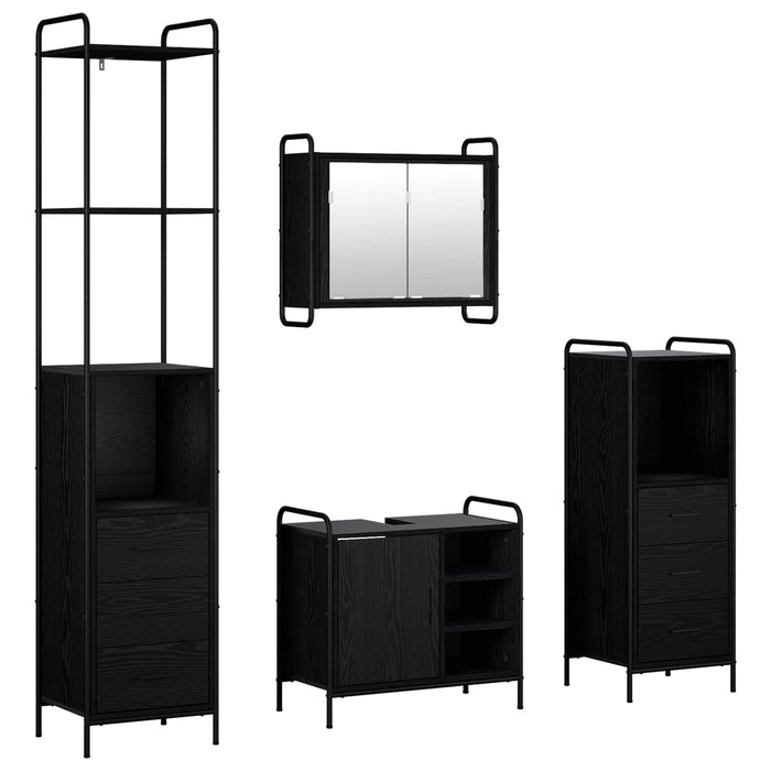 Set dulap baie 4 buc. Stejar Negru 40 x 36 x 200,5 cm WALTI