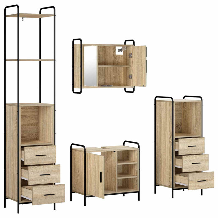 Set dulap baie 4 buc. Stejar Sonoma 40 x 36 x 200,5 cm WALTI