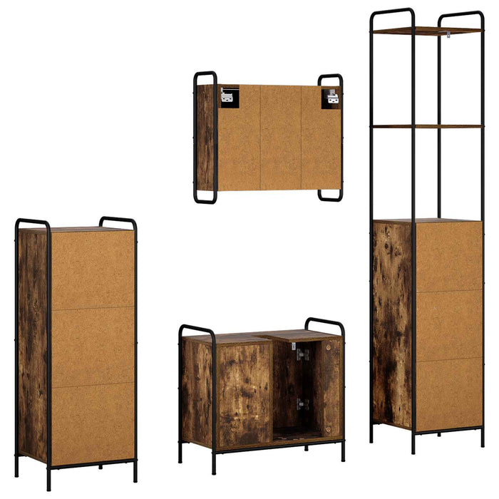 Set dulap baie 4 buc. Stejar fumuriu 40 x 36 x 200,5 cm WALTI