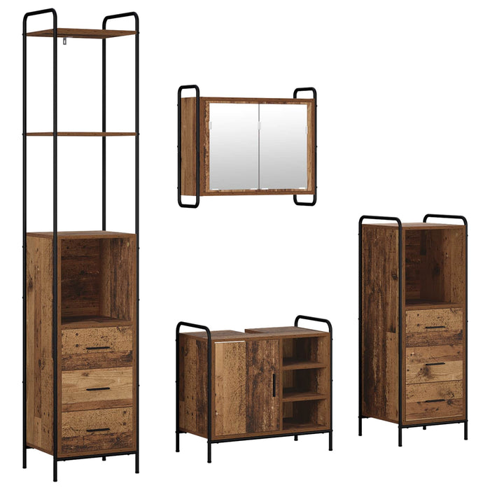 Set dulap baie 4 buc. Lemn vechi 40 x 36 x 200,5 cm WALTI