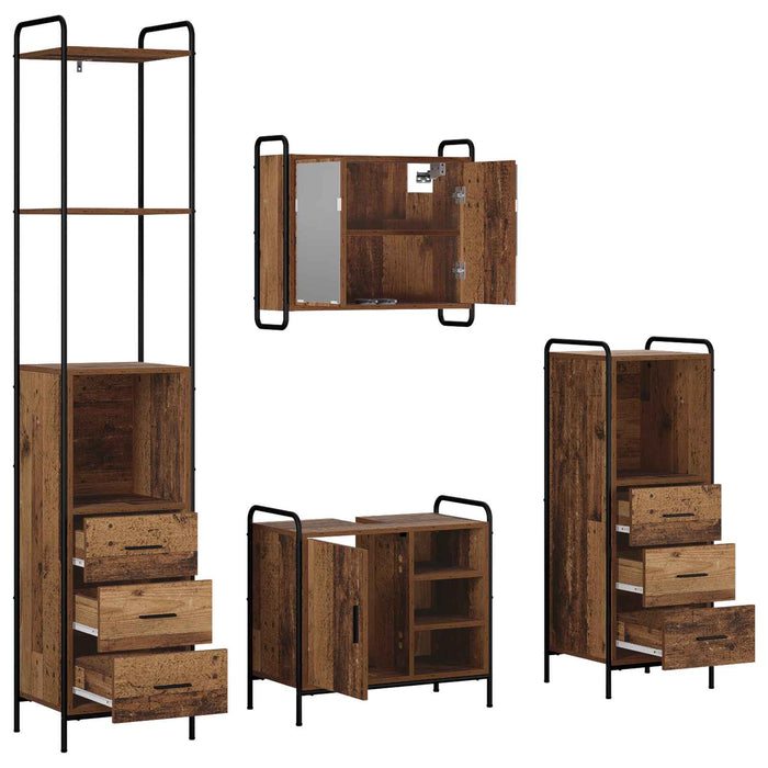 Set dulap baie 4 buc. Lemn vechi 40 x 36 x 200,5 cm WALTI