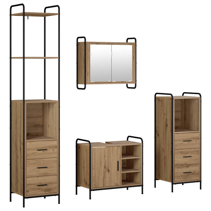 Set dulap baie 4 buc. Stejar Artizanal 40 x 36 x 200,5 cm WALTI