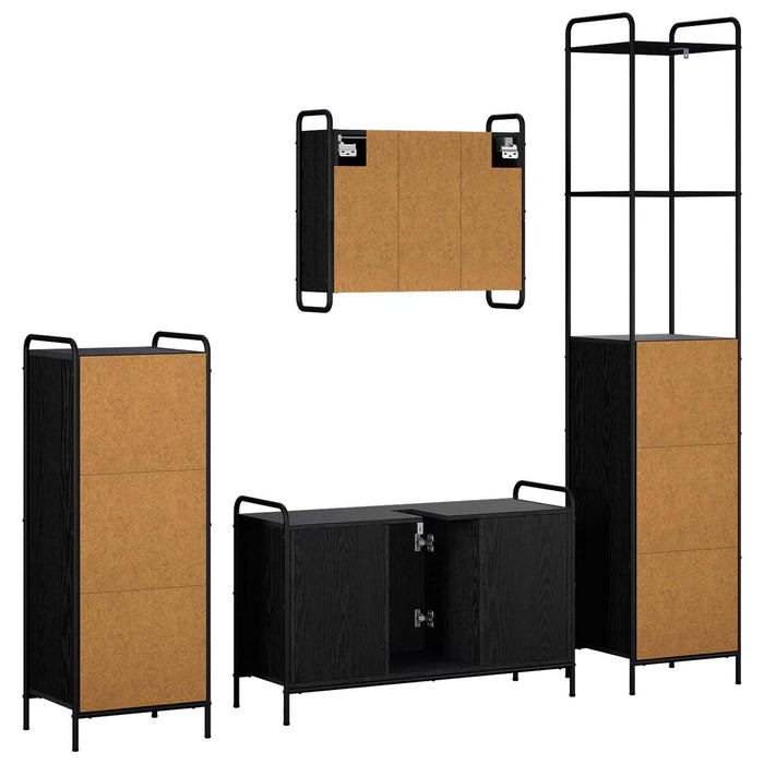 Set dulap baie 4 buc. Stejar Negru 40 x 36 x 200,5 cm WALTI