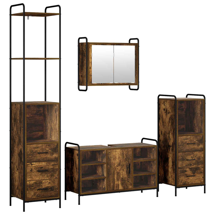Set dulap baie 4 buc. Stejar fumuriu 40 x 36 x 200,5 cm WALTI
