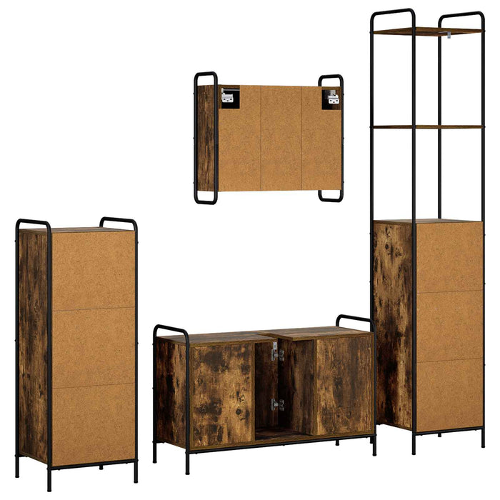 Set dulap baie 4 buc. Stejar fumuriu 40 x 36 x 200,5 cm WALTI