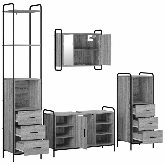 Set dulap baie 4 buc. Sonoma gri 40 x 36 x 200,5 cm WALTI