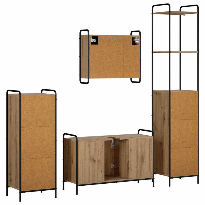 Set dulap baie 4 buc. Stejar Artizanal 40 x 36 x 200,5 cm WALTI