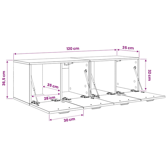 Dulap de perete 2 buc. 120 x 36.5 x 35 cm Lemn prelucrat WALTI