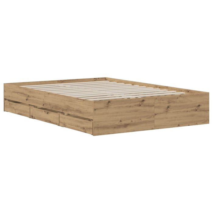 Cadru de pat cu depozitare Stejar Artizanal 120 x 200 cm WALTI