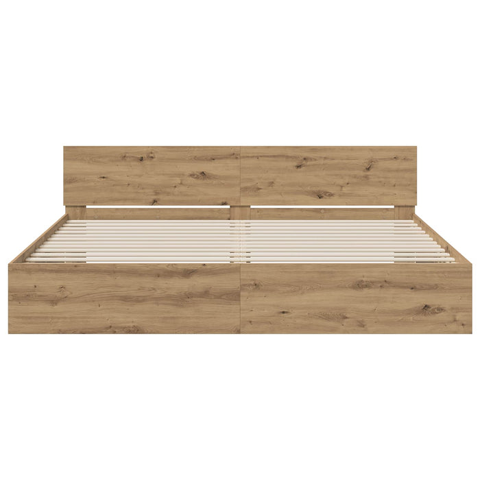 Cadru de Pat cu Tăblie Stejar Artizanal 200 x 200 cm WALTI