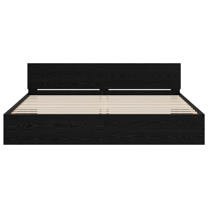 Cadru de Pat cu Tăblie Stejar Negru 200 x 200 cm Lemn prelucrat WALTI