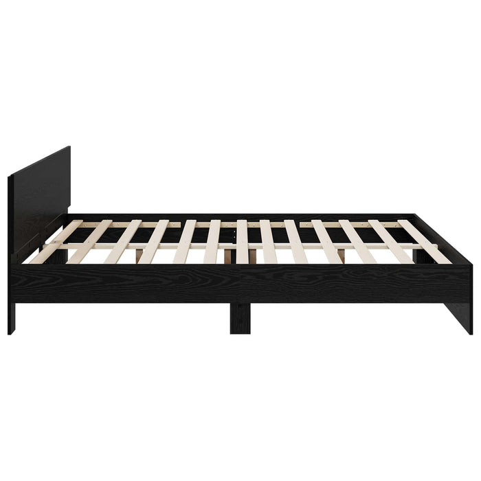 Cadru de Pat cu Tăblie Stejar Negru 200 x 200 cm Lemn prelucrat WALTI