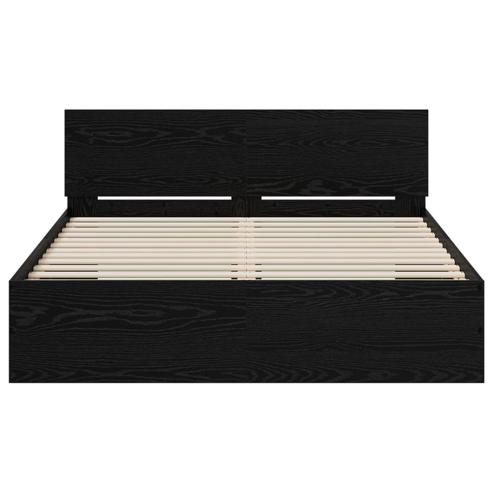 Cadru de Pat cu Tăblie Stejar Negru 120 x 200 cm Lemn prelucrat WALTI