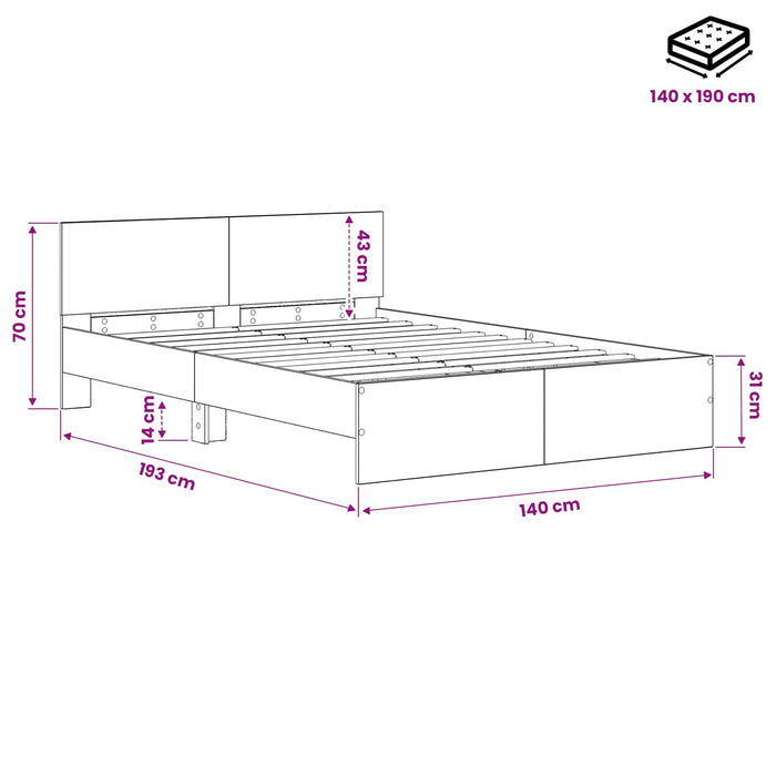 Cadru de Pat cu Tăblie Lemn vechi 135 x 190 cm Lemn prelucrat WALTI