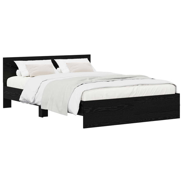 Cadru de Pat cu Tăblie Stejar Negru 135 x 190 cm Lemn prelucrat WALTI