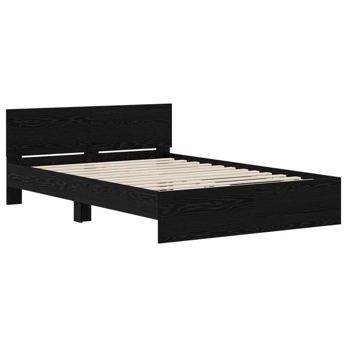 Cadru de Pat cu Tăblie Stejar Negru 135 x 190 cm Lemn prelucrat WALTI