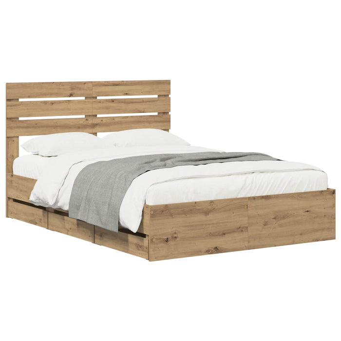 Bed Frame with Storage and Headboard Artisan Oak 120 x 200 cm WALTI