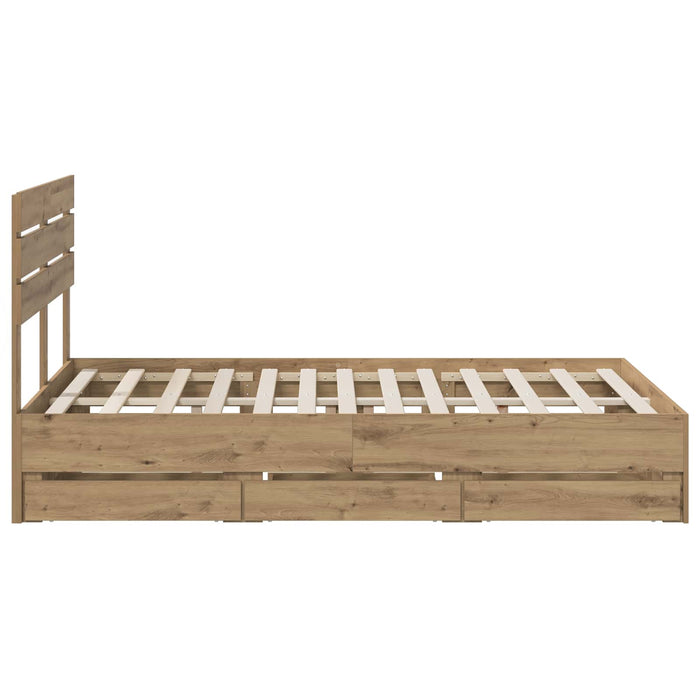Bed Frame with Storage and Headboard Artisan Oak 120 x 200 cm WALTI