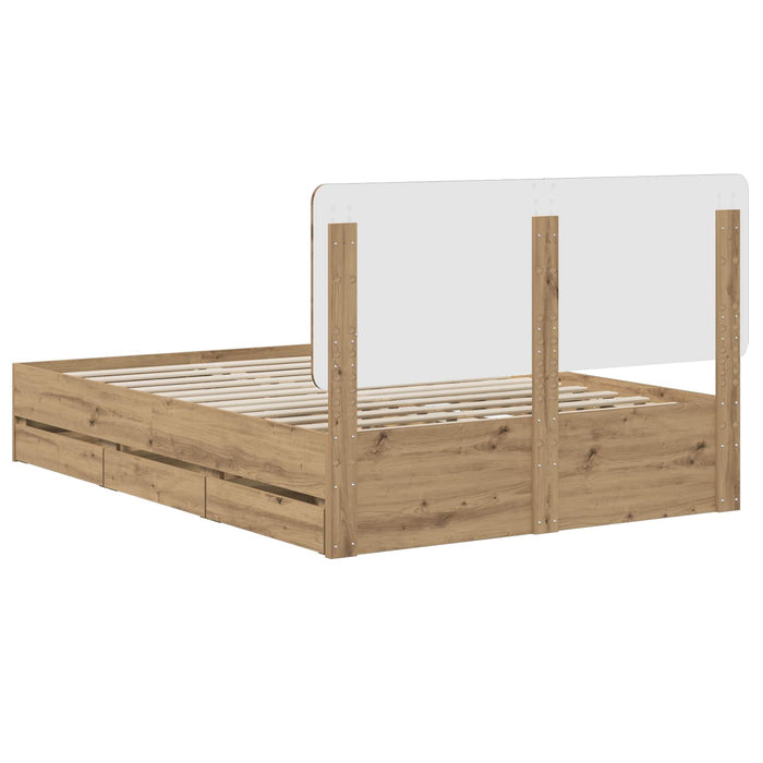 Bed Frame with Storage and Headboard Artisan Oak 120 x 200 cm WALTI