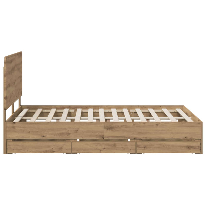 Bed Frame with Storage and Headboard Artisan Oak 120 x 200 cm WALTI