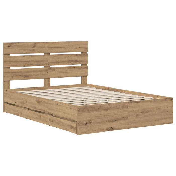 Bed Frame with Storage and Headboard Artisan Oak 160 x 200 cm WALTI