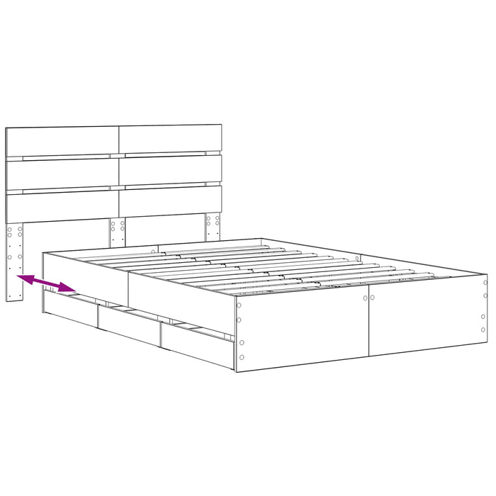 Bed Frame with Storage and Headboard Artisan Oak 160 x 200 cm WALTI