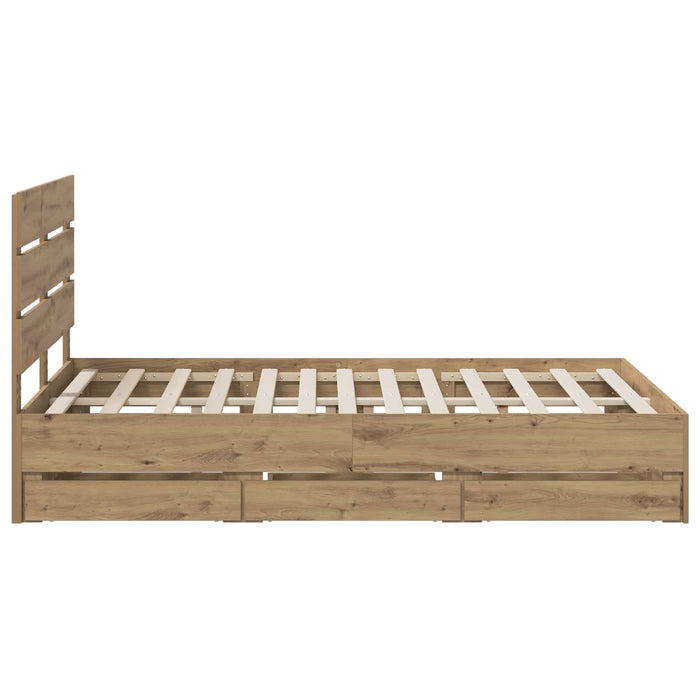 Bed Frame with Storage and Headboard Artisan Oak 160 x 200 cm WALTI