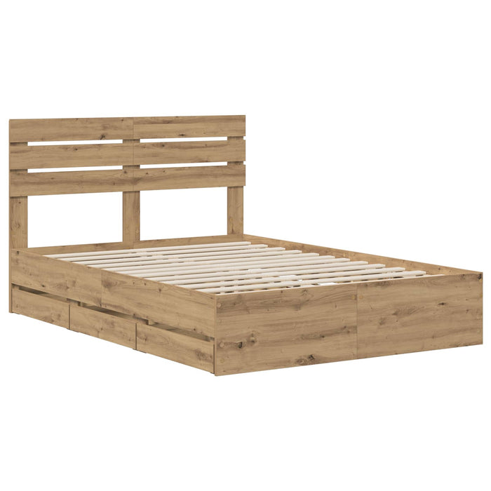 Bed Frame with Storage and Headboard Artisan Oak 160 x 200 cm WALTI