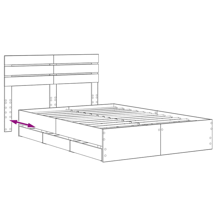 Bed Frame with Storage and Headboard Artisan Oak 160 x 200 cm WALTI