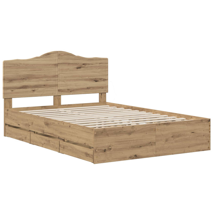 Bed Frame with Storage and Headboard Artisan Oak 160 x 200 cm - WALTI WALTI