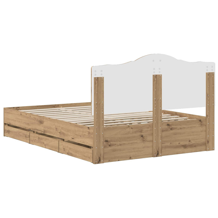 Bed Frame with Storage and Headboard Artisan Oak 160 x 200 cm - WALTI WALTI