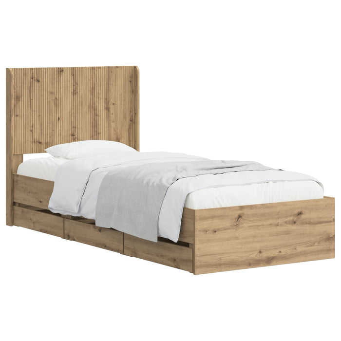Cadru de pat cu depozitare și tăblie Artisan Oak 90 x 200 cm WALTI