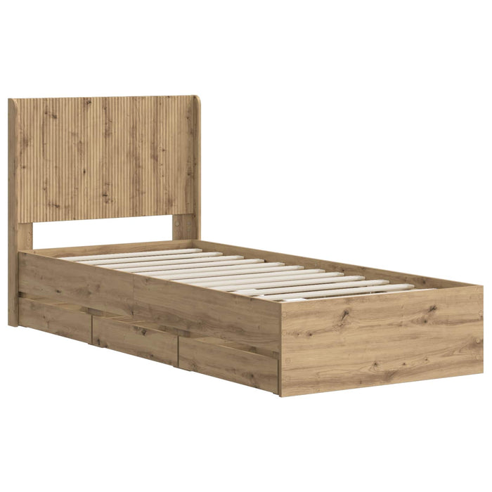 Cadru de pat cu depozitare și tăblie Artisan Oak 90 x 200 cm WALTI