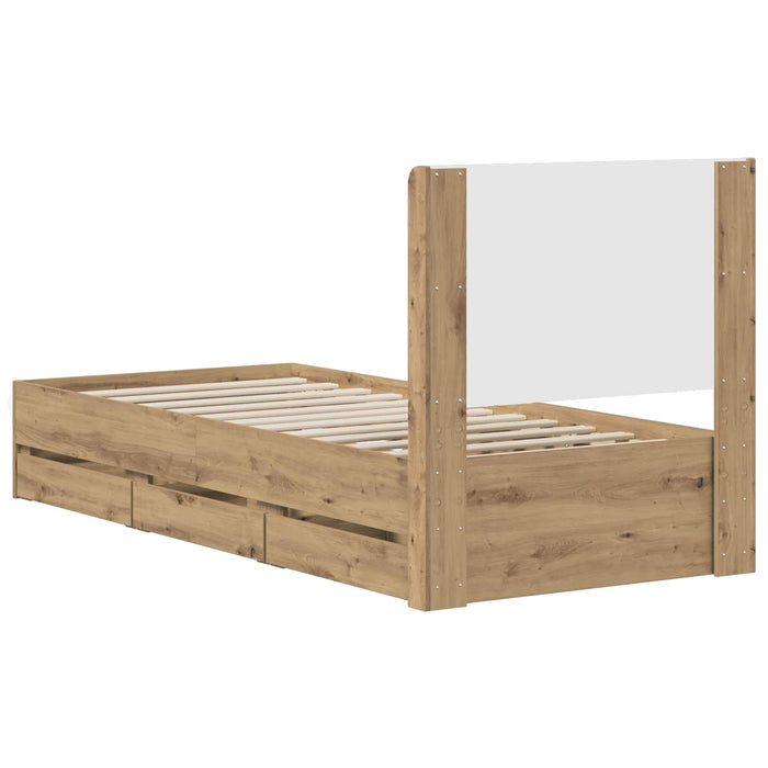 Cadru de pat cu depozitare și tăblie Artisan Oak 90 x 200 cm WALTI