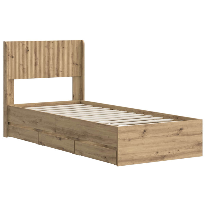 Cadru de pat cu depozitare și tăblie Artisan Oak 90 x 200 cm - WALTI WALTI