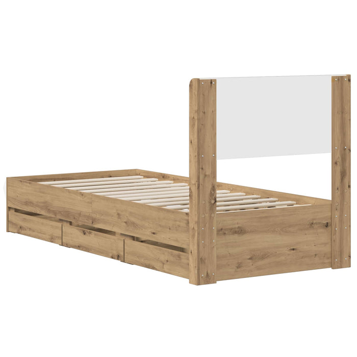 Cadru de pat cu depozitare și tăblie Artisan Oak 90 x 200 cm - WALTI WALTI