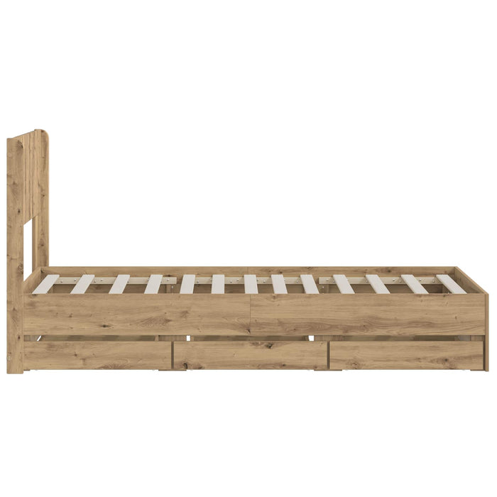Cadru de pat cu depozitare și tăblie Artisan Oak 90 x 200 cm - WALTI WALTI