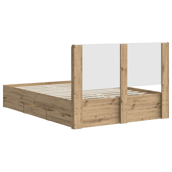 Cadru de pat cu depozitare și tăblie Artisan Oak 140 x 190 cm WALTI
