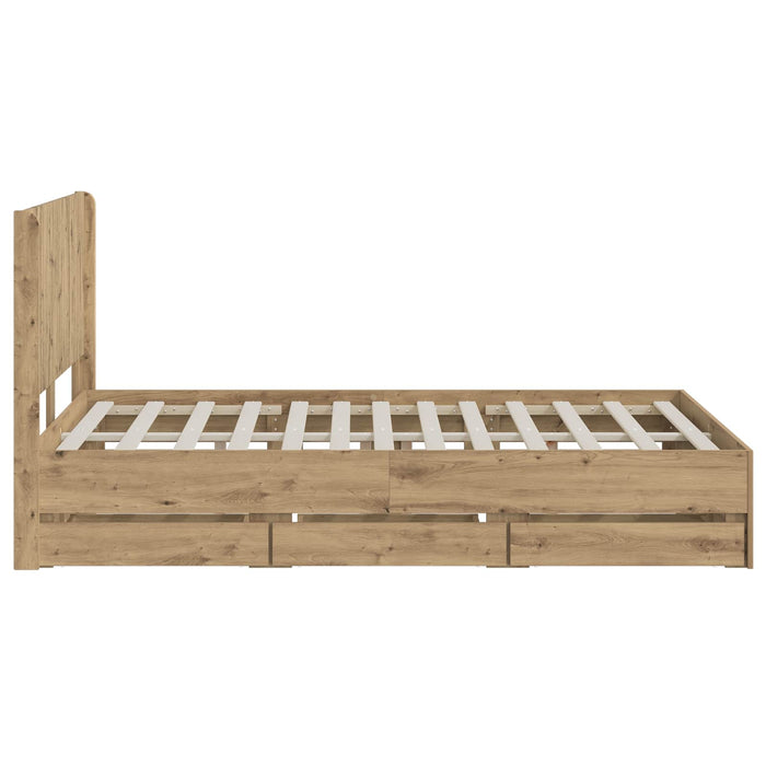 Cadru de pat cu depozitare și tăblie Artisan Oak 140 x 190 cm WALTI